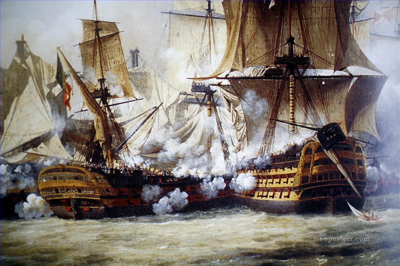 Trafalgar Crepin naval war warships Oil Paintings